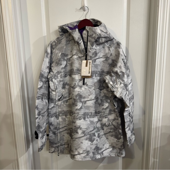 Salomon Bashley Anorak Grey White Print Pullover - Picture 4 of 15